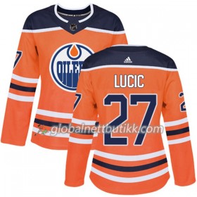 Edmonton Oilers Hockeydrakt Milan Lucic 27 2017-2018 Orange Adidas Authentic - Dame